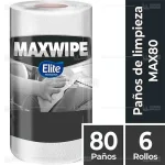 Paño Limpieza Industrial Maxwipe Max80 Blanco Elite 80 Paños x 6 Rollos