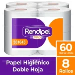 Papel Higiénico Doble Hoja Rendipel Pro 8 Rollos x 60 M